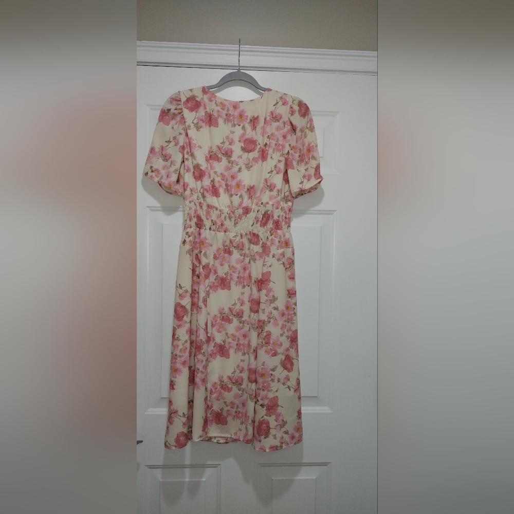 Rabbit Rabbit Rabbit Floral Midi Dress - Pink and Cream - Picture 3 of 7